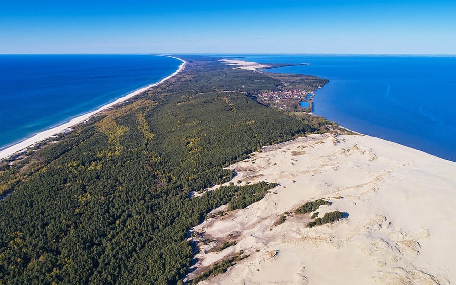 Curonian Spit in Kaliningrad Oblast (Russia). Aerial view over Epha Dune.